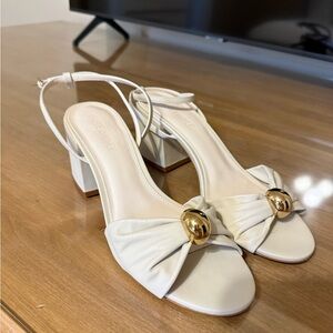 Steve Madden White/Gold Block Heels